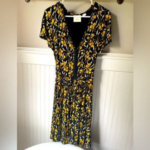 Maeve Navy Blue Corseted Flutter Dress from Anthropologie, Medium